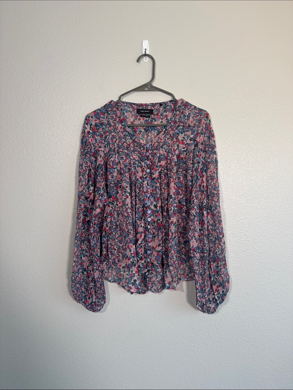 Isabel Marant Orionea Gathered Floralprint Silkcrepon Blouse - 34 / US 2 - Picture 3 of 8